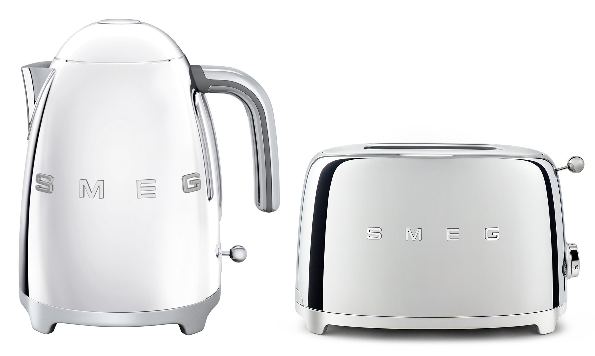smeg kettle and 4 slice toaster chrome